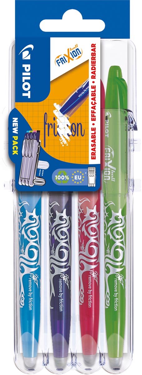 Pilot gel roller frixion ball 2 go | blister med 4 stk i assorterede farver