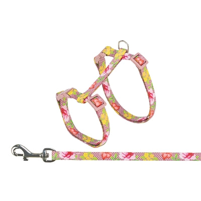 Trixie kattentuigje met riem bloemen motief assorti