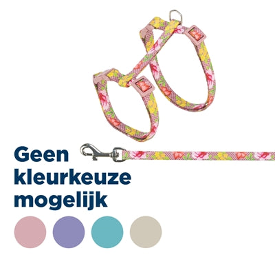 Trixie kattentuigje met riem bloemen motief assorti