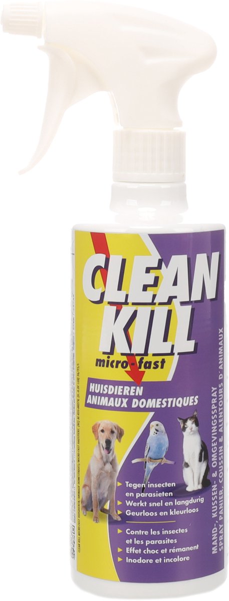 Flamingo loppespray - cleankill microfast spray 450ml - anti-parasit spray - mod lopper - flåter - lus og mider - til møbler og tæpper - ikke til brug på dyr - fremstillet i Europa