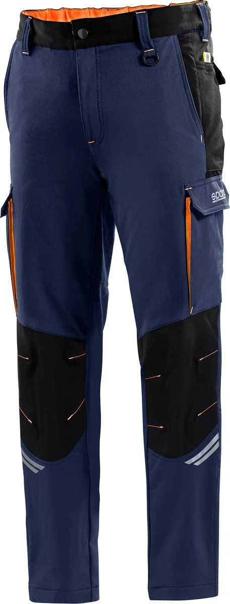 Sparco oregon werkbroek marineblauw-oranje – technische stretch werkbroek met knieversteviging - marineblauw-oranje - maat - l m