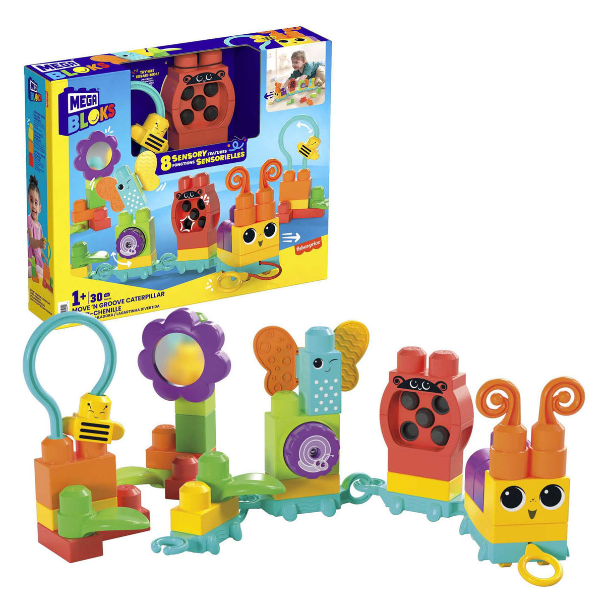 Mega Bloks Move'n Groove Caterpillar byggesæt - 30 stk.