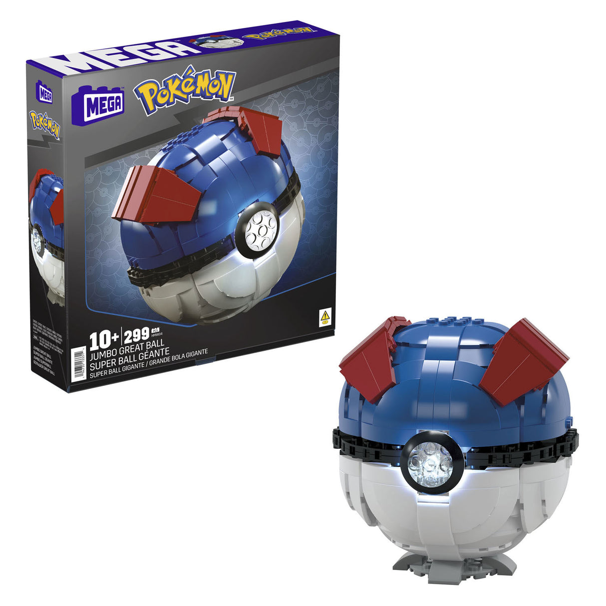 Mattel mega construx pokémon byggesæt jumbo greatt ball - 299 stk.