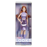 Mattel ser mode dukke rødt hår og outfit lilla