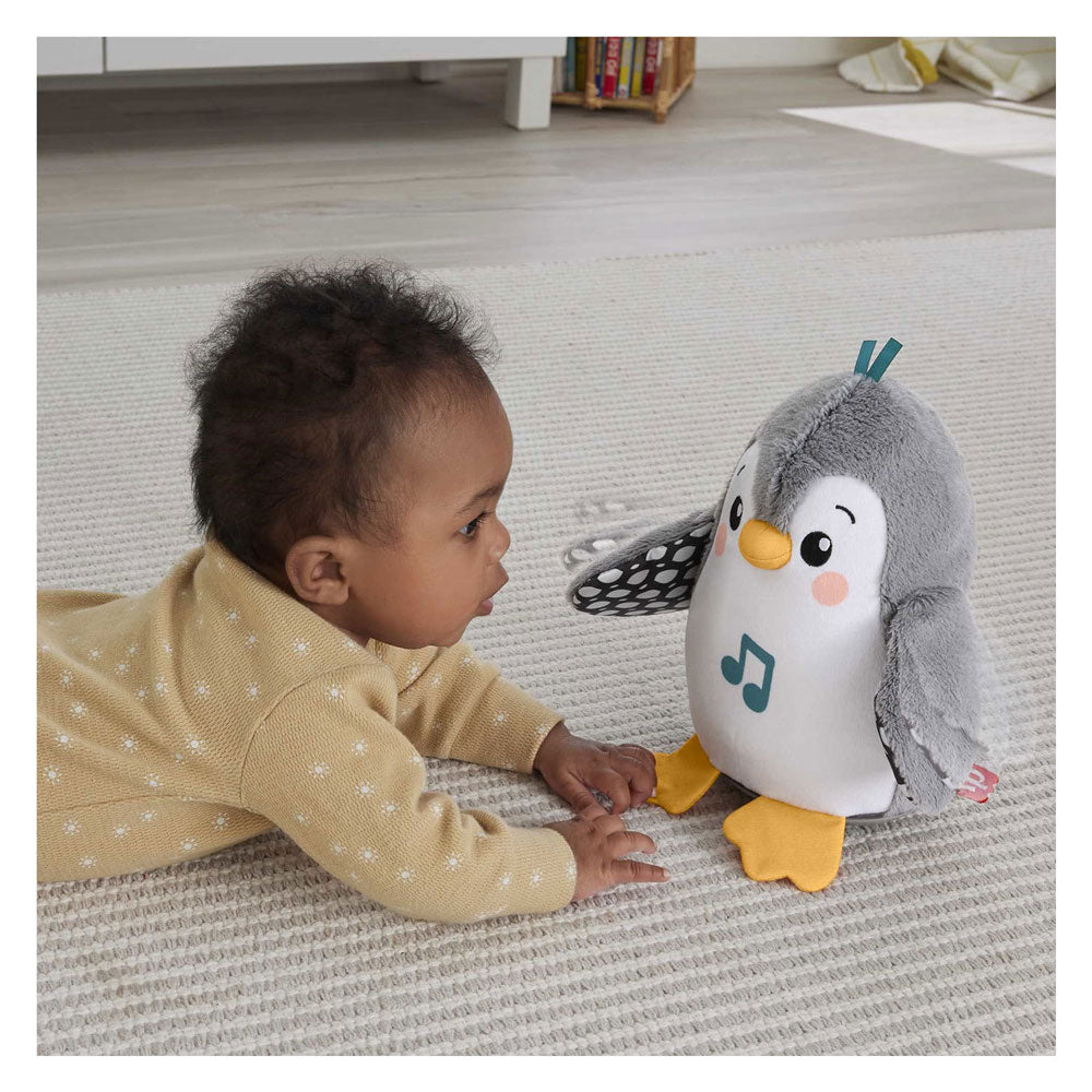 Fisher-price slingrende pingvin - 20 cm høj - interaktivt krammetøj