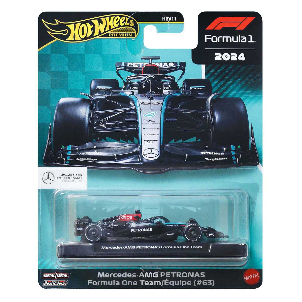 Hot Wheels Premium Metal Formel 1 samlerlegetøjsracerbil - George Russell Mercedes-Benz