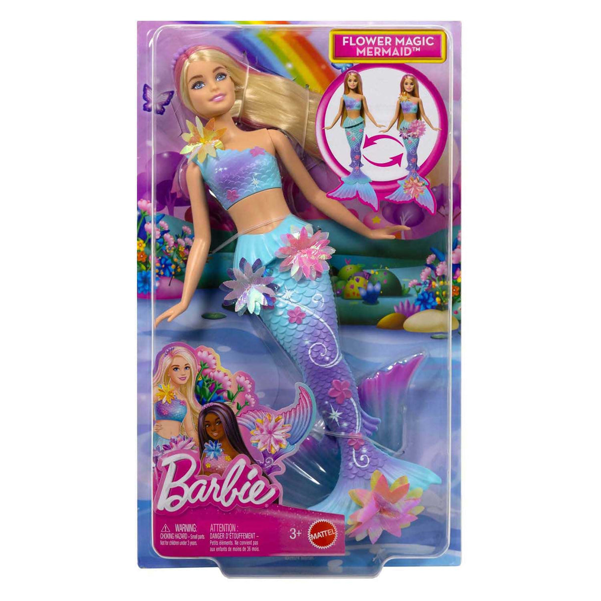 Barbie havfrue med magiske blomster blå
