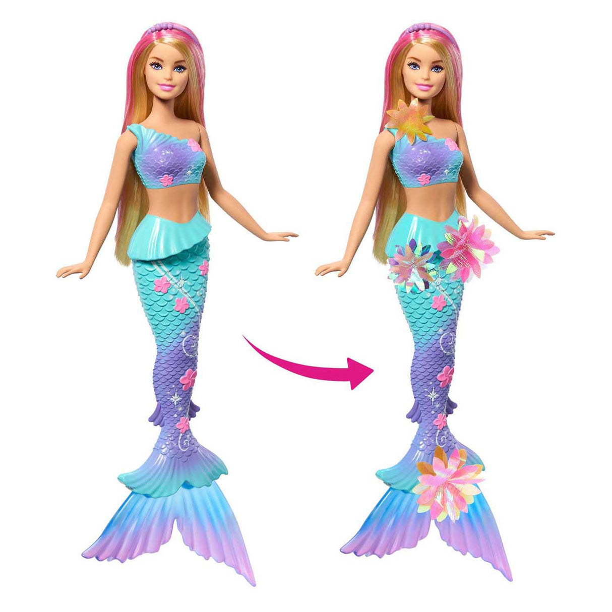 Barbie havfrue med magiske blomster blå