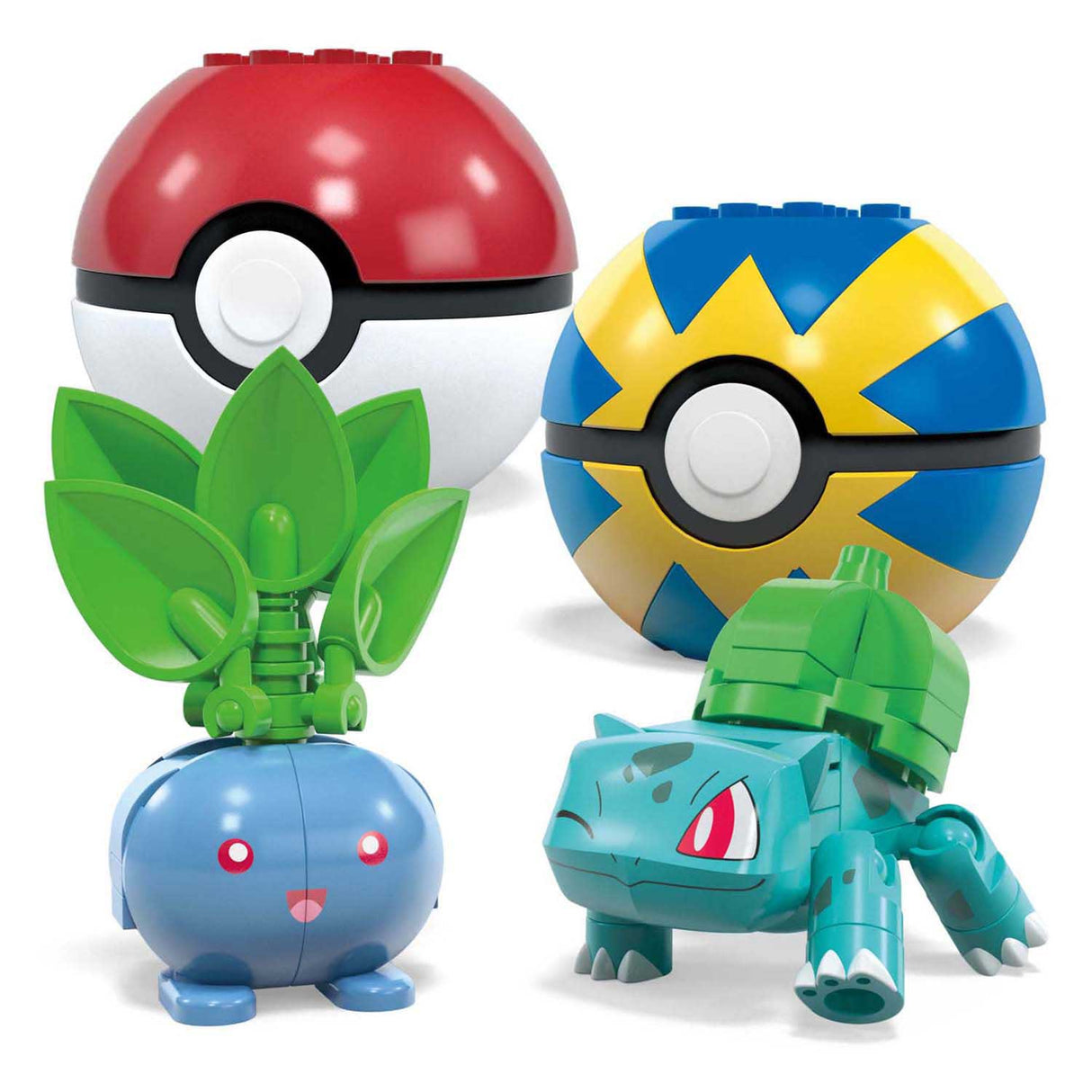 Mega Bloks Mega Construct Pokémon byggesæt - Bulbasaur, Turtwig, Hoppip og Oddish