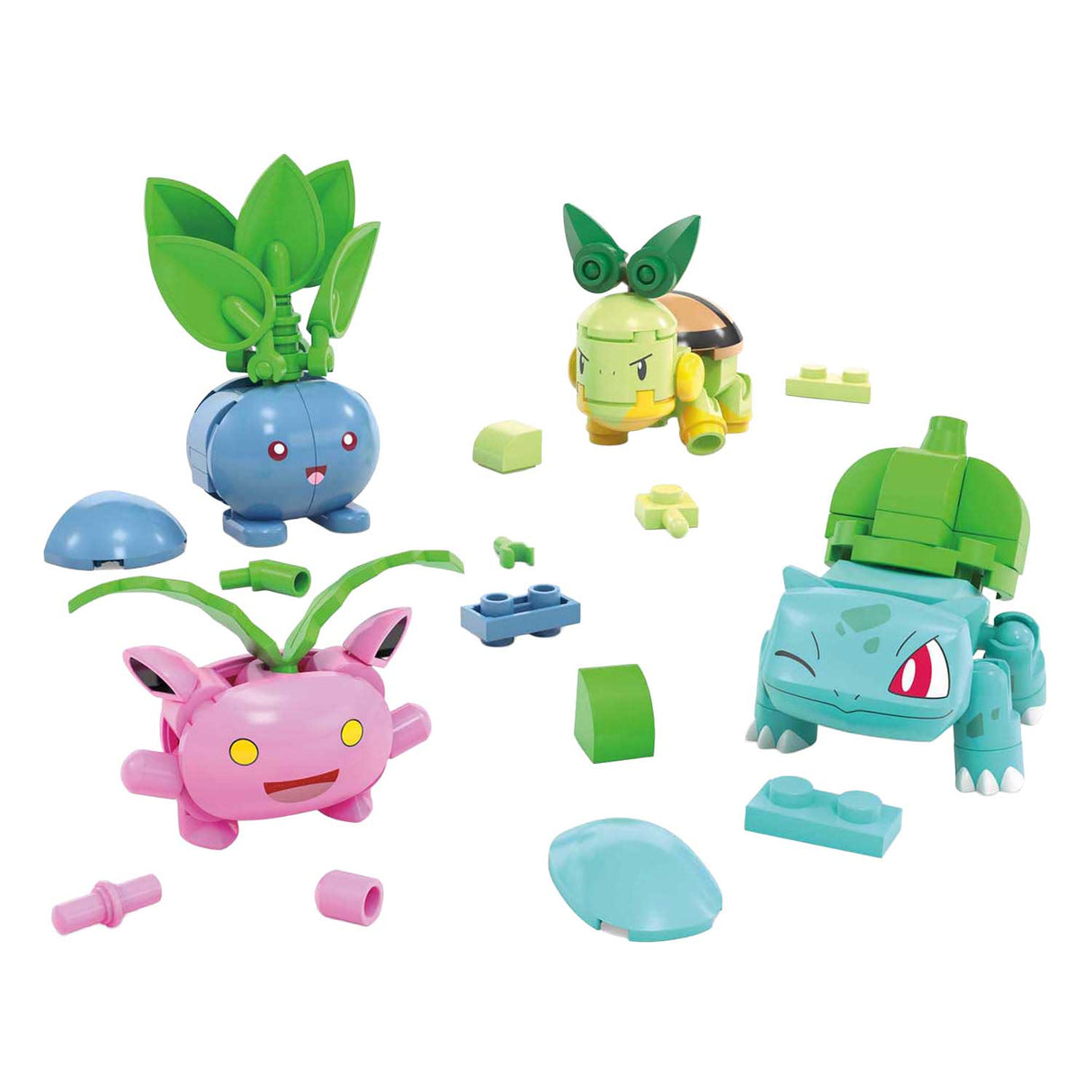 Mega Bloks Mega Construct Pokémon byggesæt - Bulbasaur, Turtwig, Hoppip og Oddish