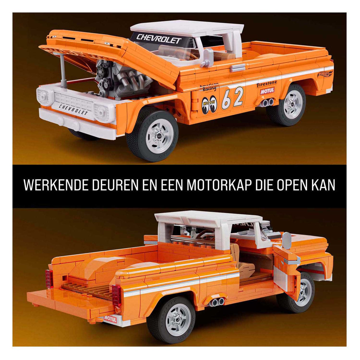 Hot Wheels Brick Shop Elite Series Chevy 1:32 byggesæt - 858 stk.