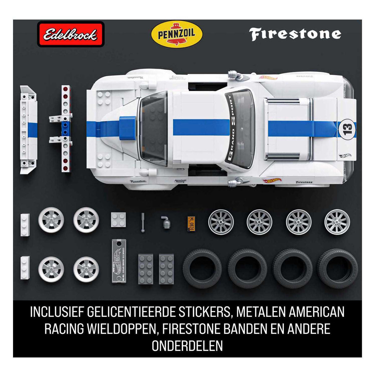 Mattel brick shop hot wheels elite serie - corvette grand sport - byggelegetøj - 918 dele