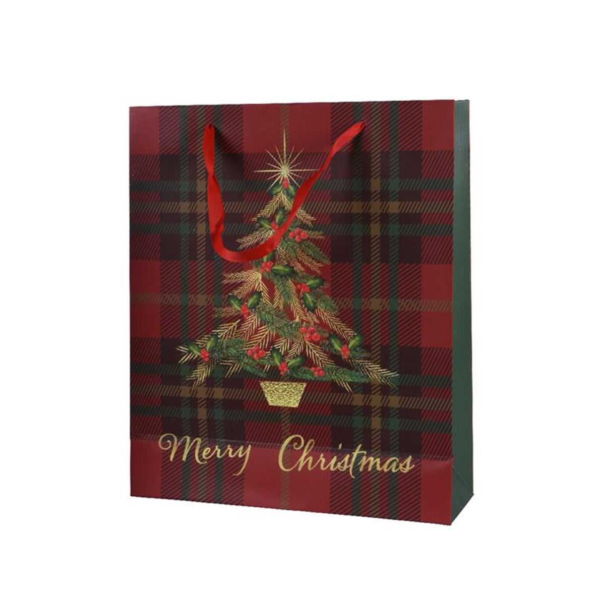 Decoris gavepose juletræsrød lavet af 100% FSC papir 8x18x24cm