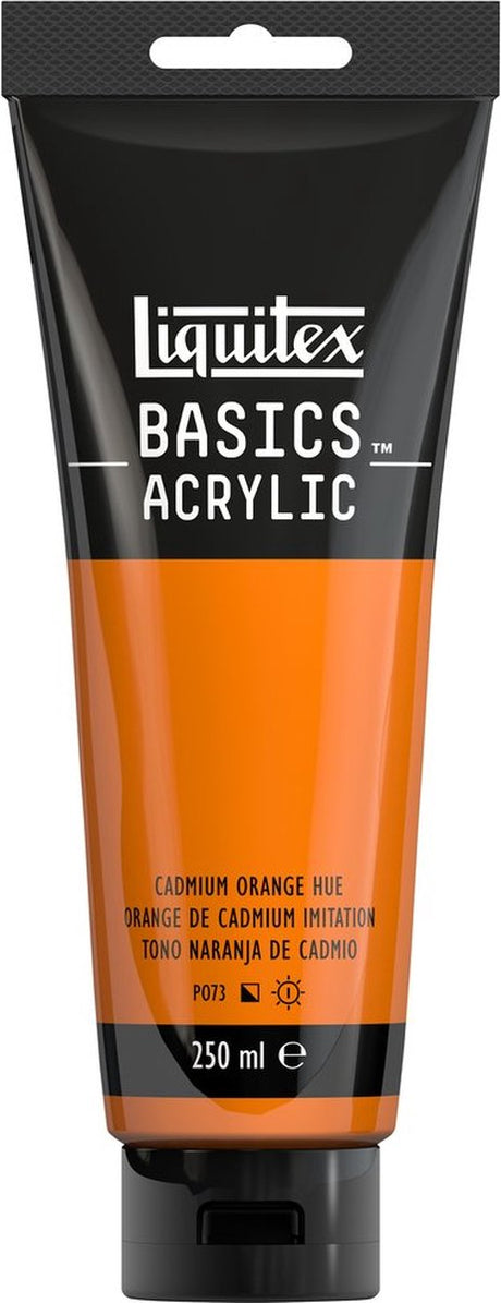 Liquitex 88700234 basics akrylmaling cadmium orange nuance – 250 ml | kunstnere akrylmaling | medium viskositet | lysægte farve til maling af lærred