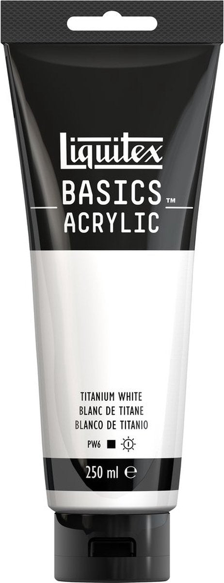 Liquitex 88700229 basics akrylmaling titanium hvid – 250 ml | kunstnere akrylmaling | medium viskositet | lysægte farve til maling af lærred
