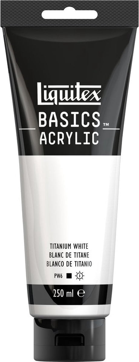 Liquitex 88700229 basics akrylmaling titanium hvid – 250 ml | kunstnere akrylmaling | medium viskositet | lysægte farve til maling af lærred