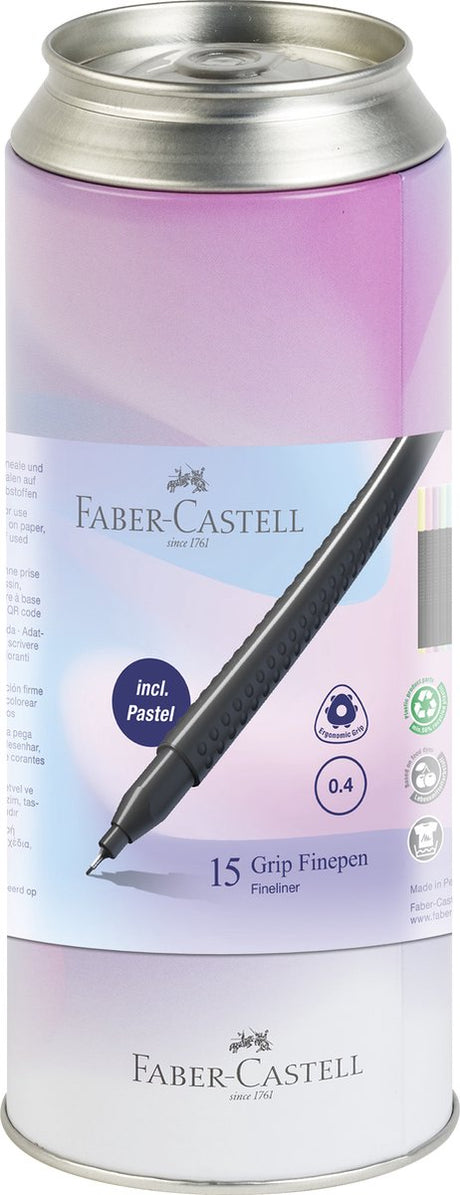 Faber-castell fineliner greb - 0,4 mm - dåse med 15 assorterede stykker - fc-151617
