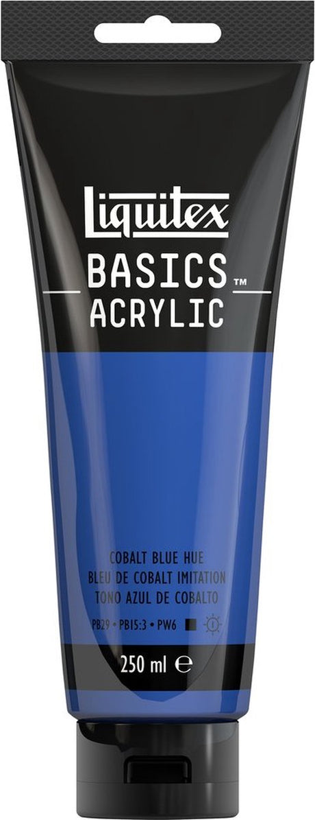 Liquitex 88700213 basics akrylmaling koboltblå nuance – 250 ml | kunstnere akrylmaling | medium viskositet | lysægte farve til maling af lærred