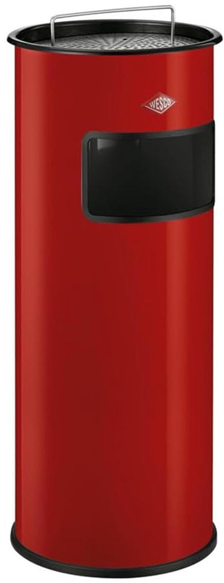 Wesco stående askebæger med si uden indsats | 50 liter | metal - rød | affaldsspand med askebæger stående - fremstillet i Tyskland