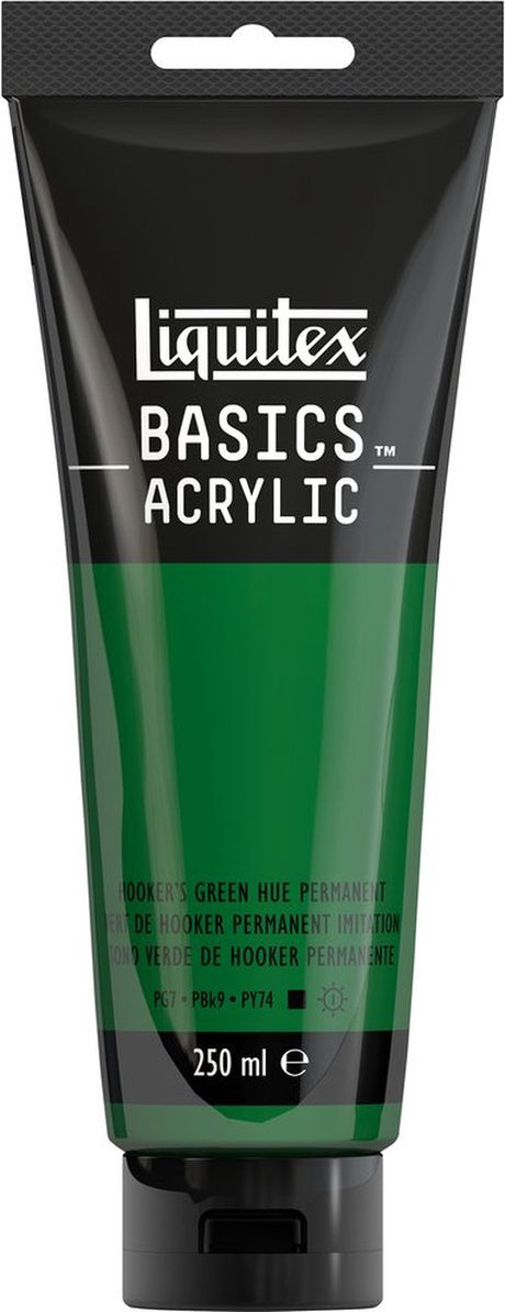 Liquitex 88700239 basics akrylmaling hooker's grønne nuance permanent - 250 ml | kunstnere akrylmaling | medium viskositet | lysægte farve til maling af lærred