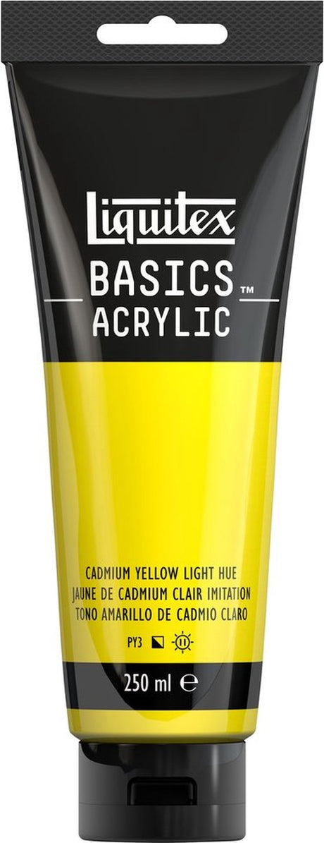 Liquitex 88700218 basics akrylmaling cadmiumgul lys nuance – 250 ml | kunstnere akrylmaling | medium viskositet | lysægte farve til maling af lærred