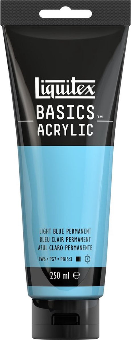 Liquitex 88700247 basics akrylmaling permanent lyseblå permanent – ​​250 ml | kunstnere akrylmaling | medium viskositet | lys nuance af blå til at male lærred