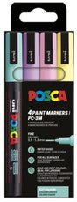 Posca uni malermarkør pc-3m | 1 | 5 mm | penalhus a 4 styks i assorterede bløde farver