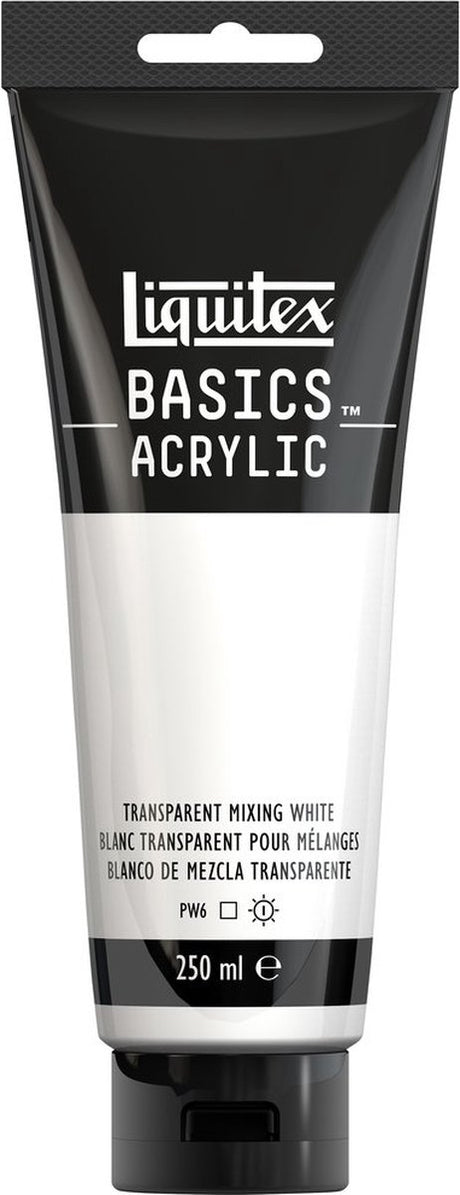 Liquitex 88700243 basics akrylmaling transparent blanding hvid – 250 ml | kunstnere akrylmaling | medium viskositet | til farveblandingsglasurer