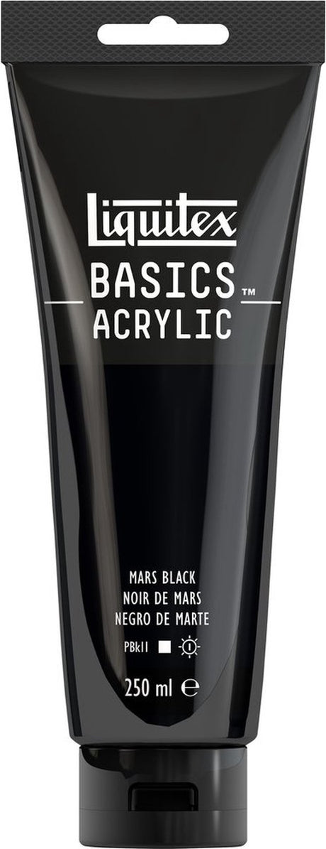 Liquitex 88700222 basics akrylmaling mars sort – 250 ml | kunstnere akrylmaling | medium viskositet | lysægte farve til maling af lærred