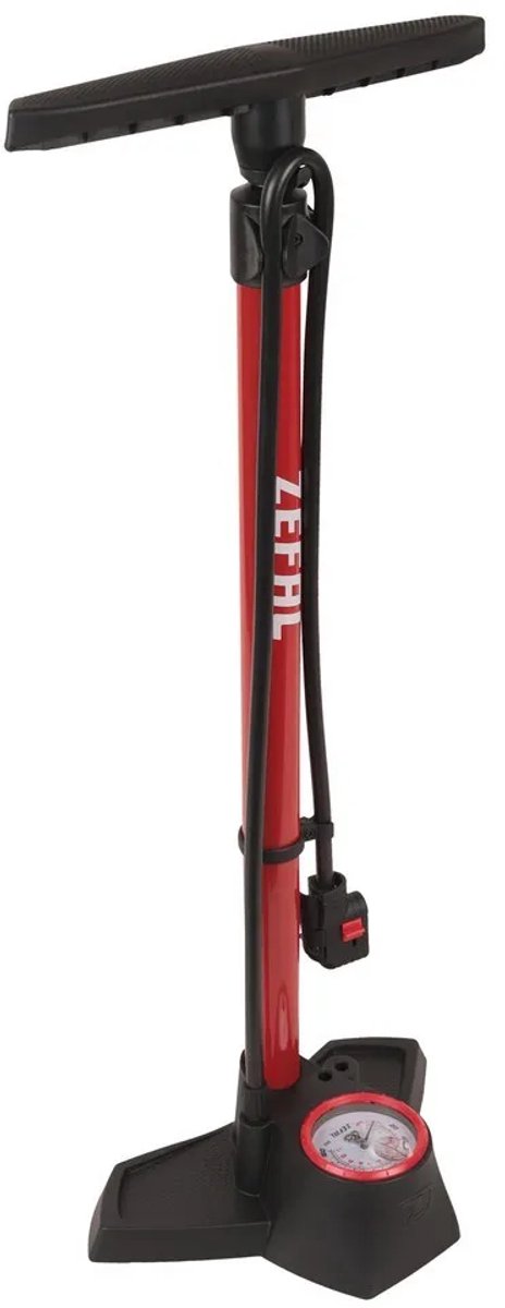 Zefal profil max gulvpumpe – cykelpumpe – trykmåler – presta schrader dunlop – aluminium – rød