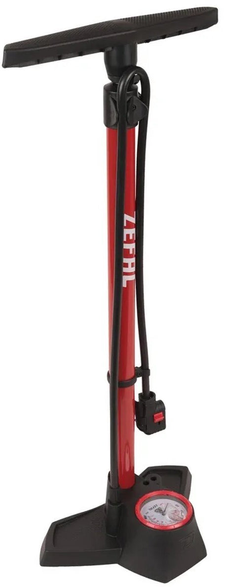 Zefal profil max gulvpumpe – cykelpumpe – trykmåler – presta schrader dunlop – aluminium – rød