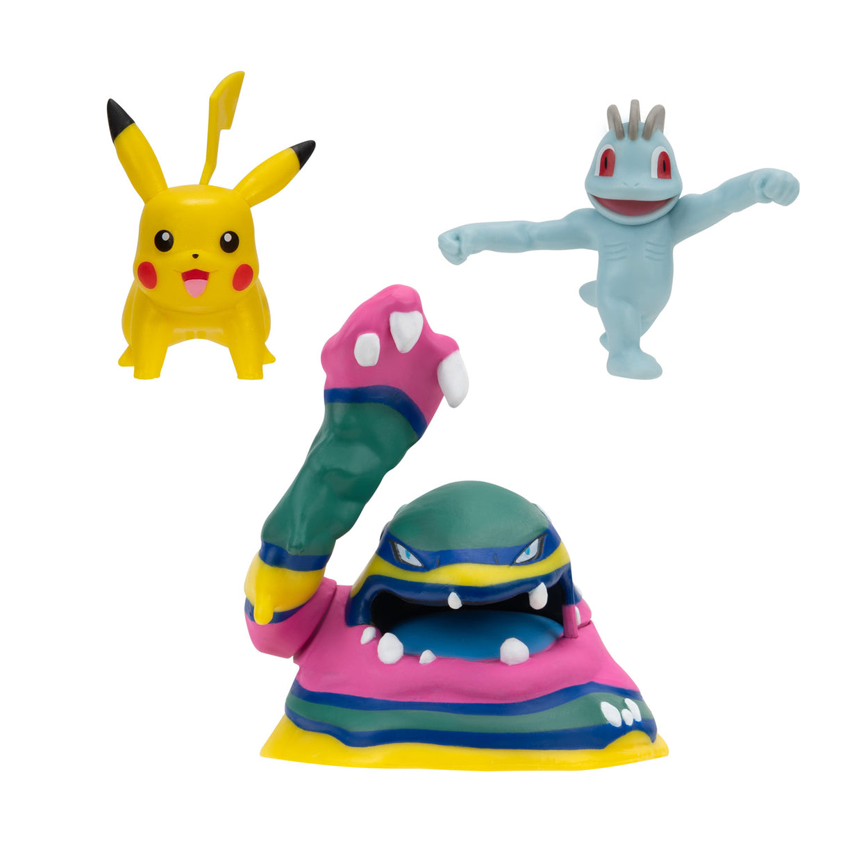 Boti Pokémon Batte Figur Set - Machop, Pikachu, Alolan Muk, 3st.