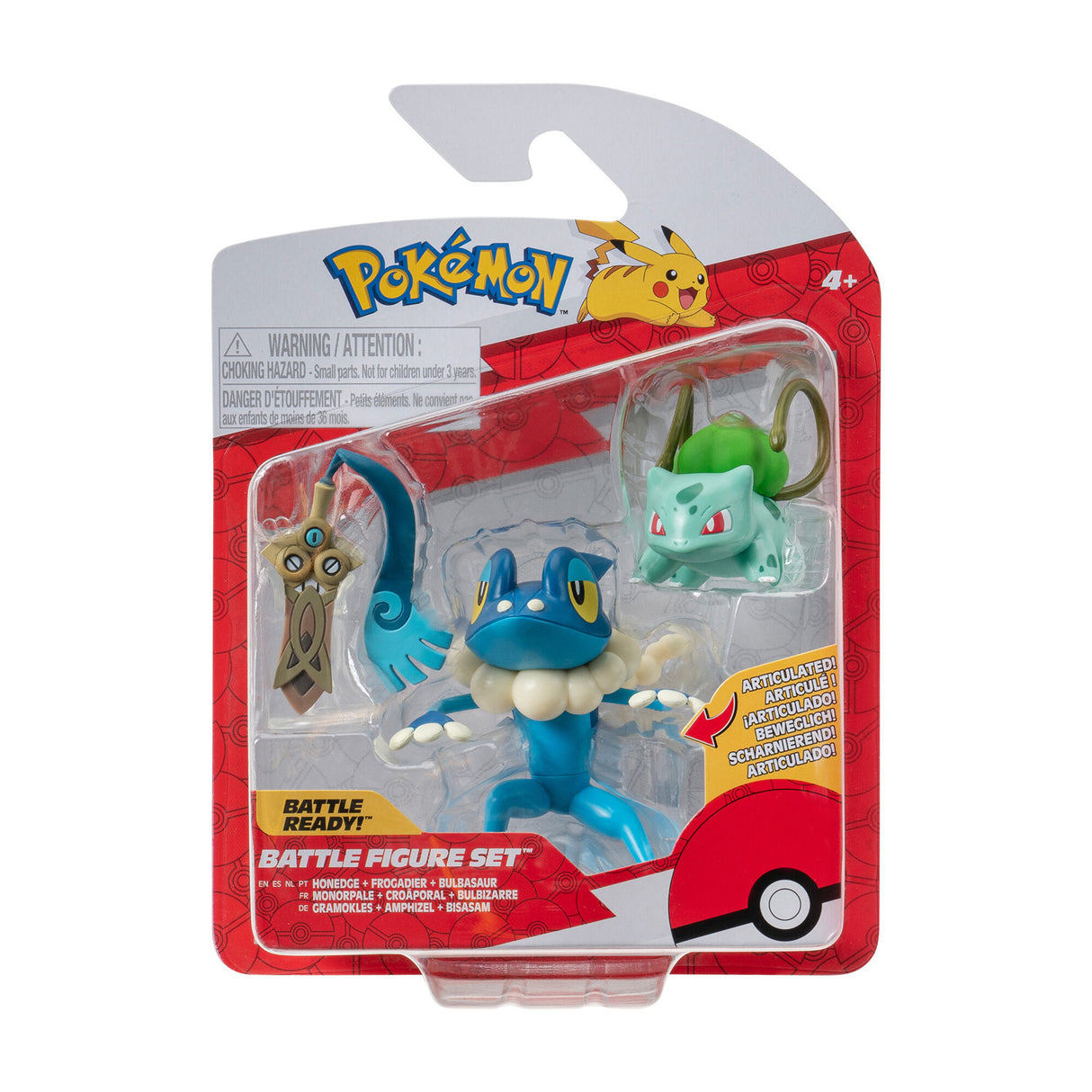 Boti Pokémon Batte Figure Set - Honge, Bulbasaur, Frogadier, 3st.