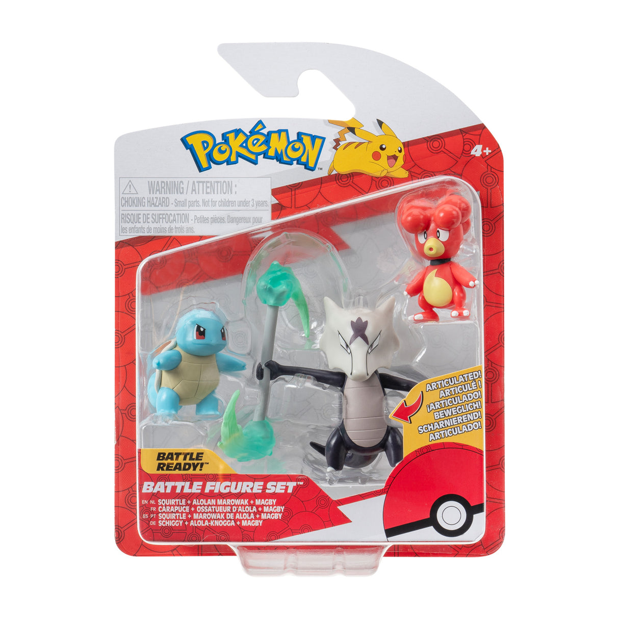 Boti Pokémon Batte Figure Set - Magby, Alolan, Marow, 3st.