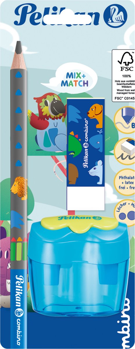 Pelikan startsæt combino - assorteret - grafit blyant viskelæderspidser
