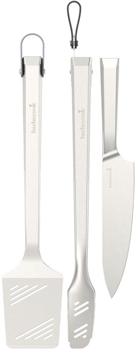 Barbecook premium sæt med spatel, kokkekniv og tang lavet af rustfrit stål 45,7 cm