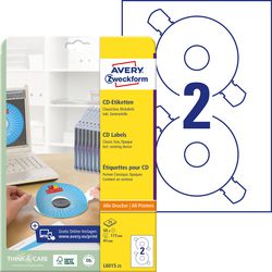 CD DVD labels Avery L6015-25 hvid 50 stk