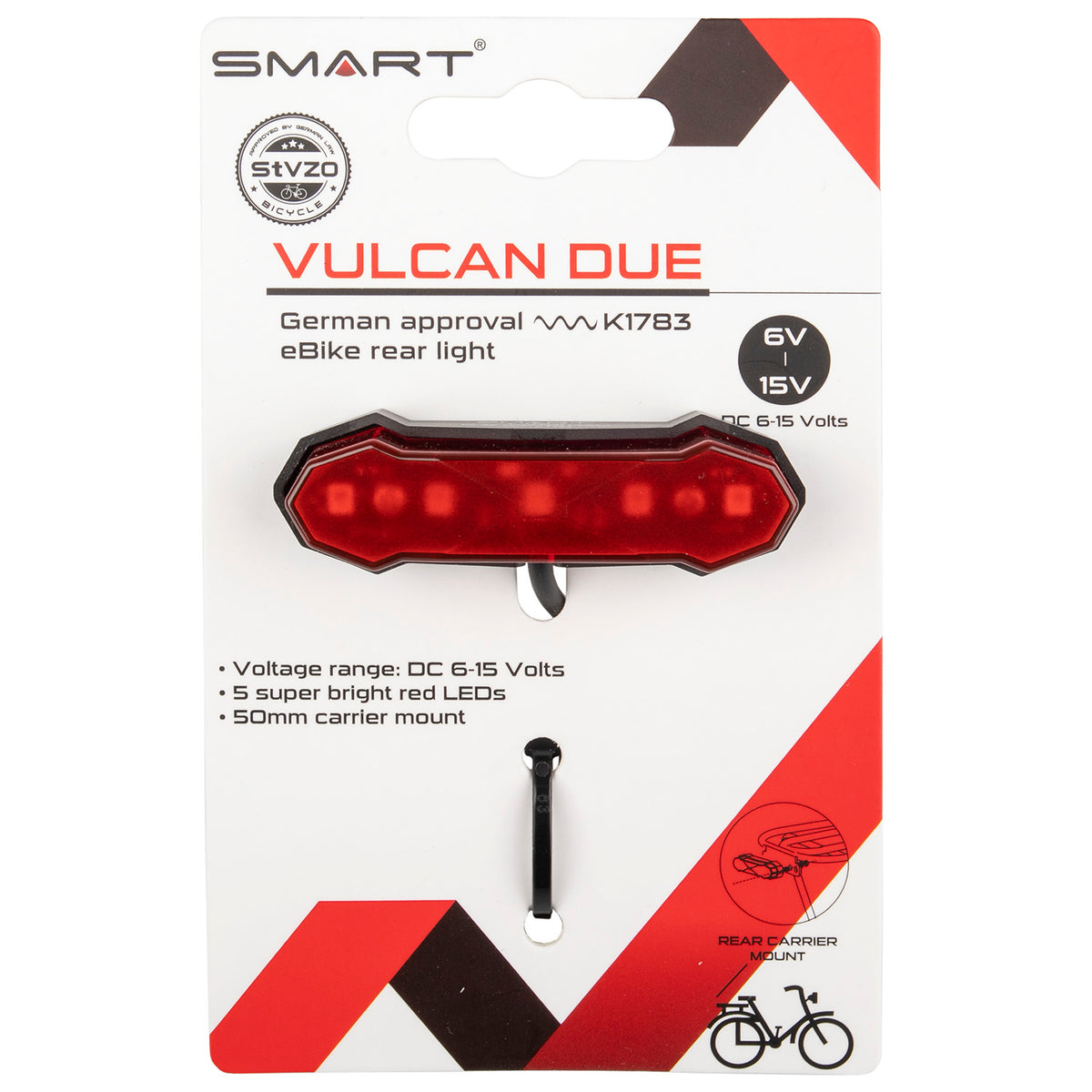 Smart vulcan due el-cykelholder baglygte