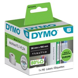 Dymo etiket ordner smal 99018 38x190mm wit 110 stuk