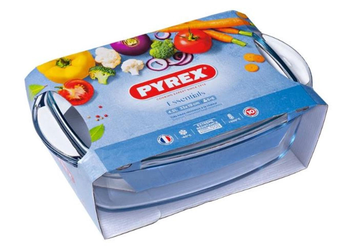 Pyrex rektangulært bradefad med låg 4,3+2,2l 32 x 21 x 9 cm
