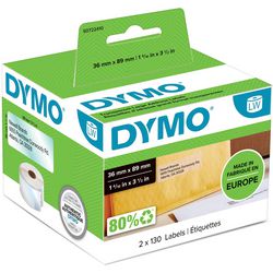 Dymo originale store labelwriter adresselabels | 36 mm x 89 mm | 2 ruller med hver 130 etiketter (260 selvklæbende etiketter) | velegnet til etiketskriveren etiketprintere | lavet i europa