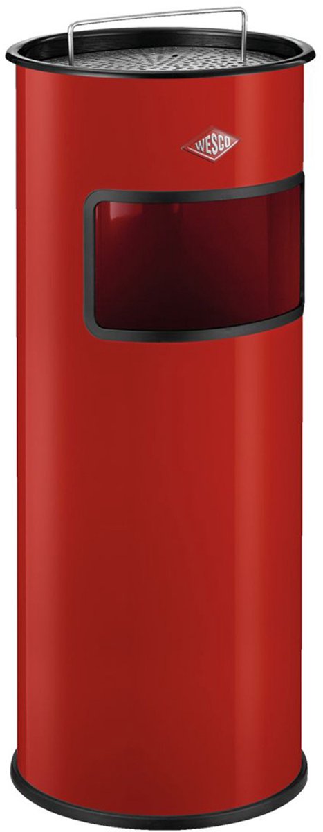 Wesco stående askebæger med si uden indsats | 30 liter | metal - rød | affaldsspand med askebæger stående - fremstillet i Tyskland