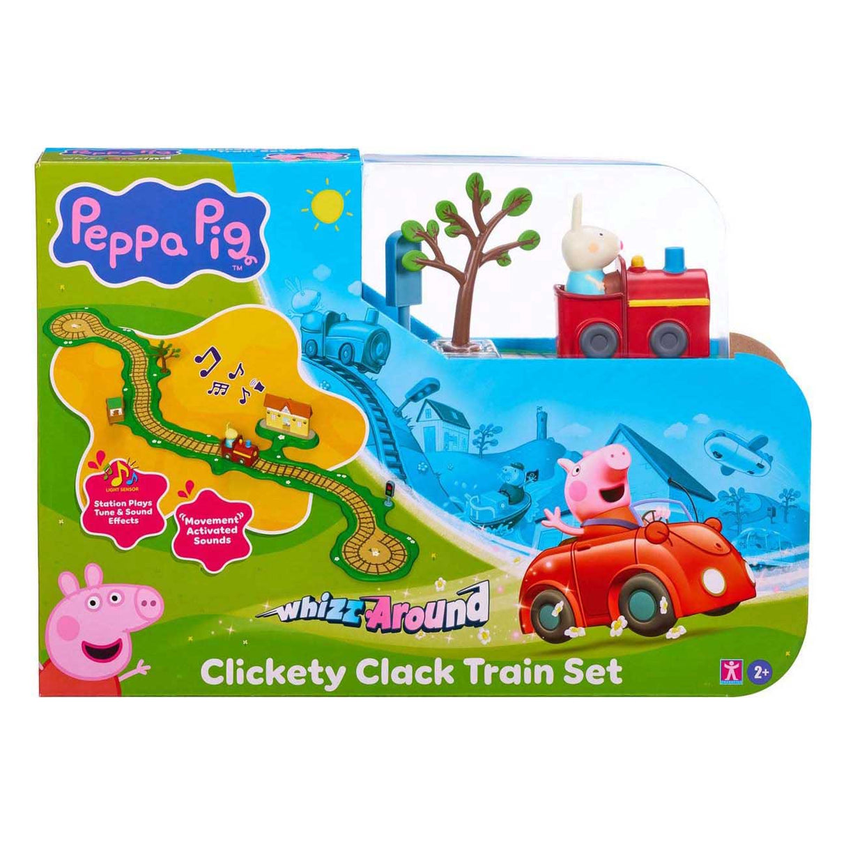 Gear2play peppa pig suser rundt - klik-klak tog-legesæt - modulbane til sus rundt i køretøjer - interaktiv med musik og lyd