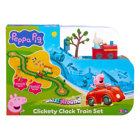 Gear2play peppa pig suser rundt - klik-klak tog-legesæt - modulbane til sus rundt i køretøjer - interaktiv med musik og lyd