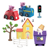 Gear2play peppa pig suser rundt - Peppas ringvej gennem byens legesæt - modulbane til sus rundt i køretøjer - interaktiv med musik og lyd