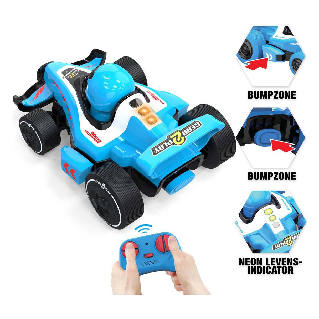 Gear2play RC Neon Bumper Cars Pro Duo Sæt - RC Formel 1 Battle Cars - Tag på en Crash Duel!