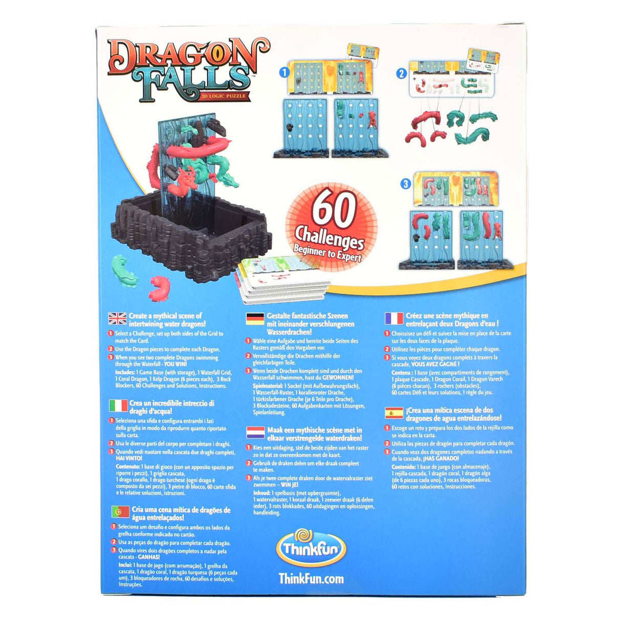 Thinkfun dragon falls 3D-tænkepuslespil, 60 udfordringer