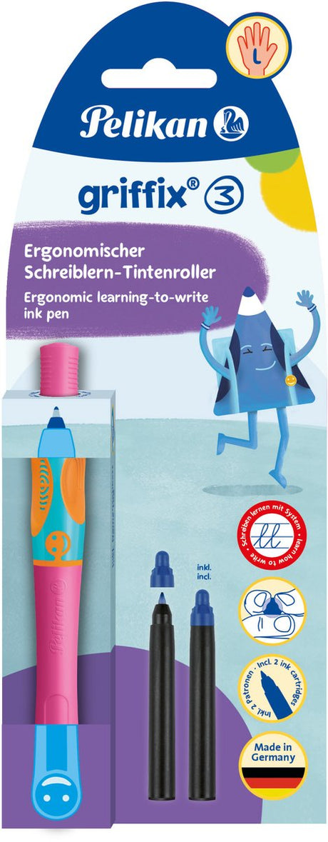 Herlitz pelican ink pen griffix - venstrehåndet - pink
