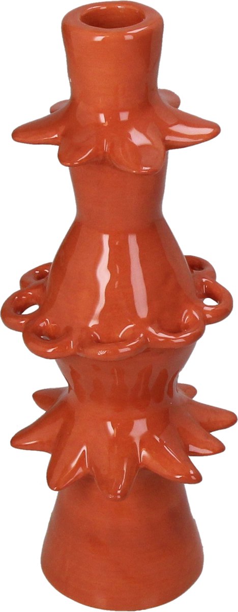 Hd collection kandelaar stoneware terra 9x9x23,5cm