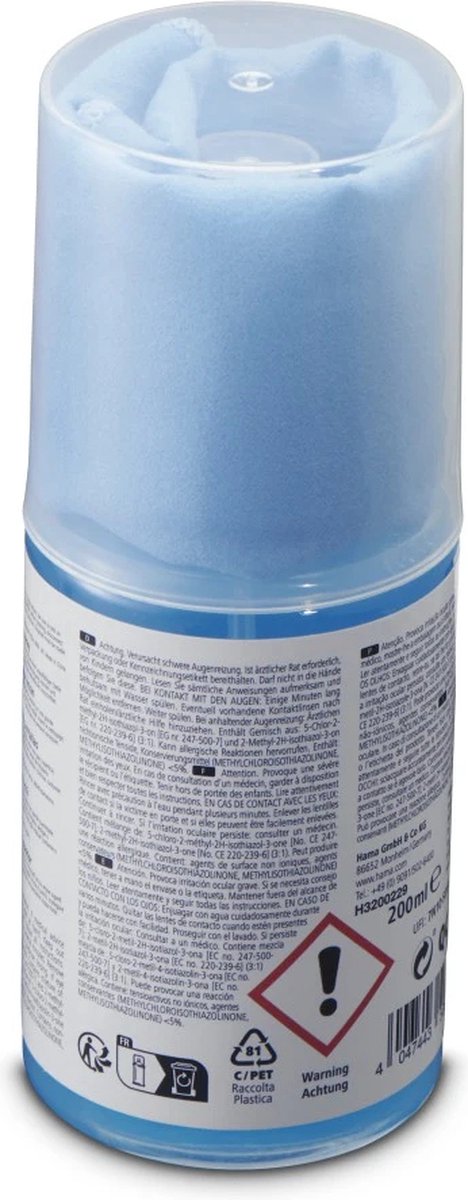 Hama skærmrens spray 200 ml + rengøringsklud